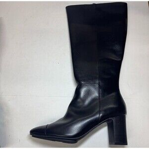 Anne Klein Womens 11 M Wide Calf Black Zip Up Knee High Heel Boots DISPLAY GA3